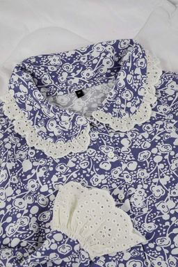 Mavi Cicekli Shally Dokuma Pijama Tak?m? THMAW26PT00185