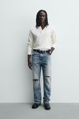 JEANS FLARE FIT ROTOS / Azul medio