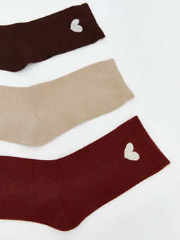 Kalp Bask?l? Kad?n Soket ?orap 5li