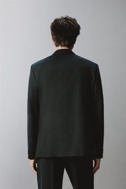 DOUBLE-BREASTED WOOL BLEND SUIT BLAZER - Zara фото 3