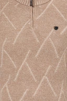 U. S. Polo Assn Мужской светло-коричневый меланжевый трикотажный свитер с высоким воротником - U.s. polo assn фото 6