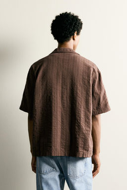 CAMISA BANDAS BORDADO CONTRASTE / Marr?n - Zara фото 3