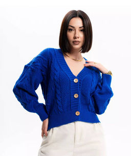 K13405 Кардиган (вязаный трикотаж) СИНИЙ