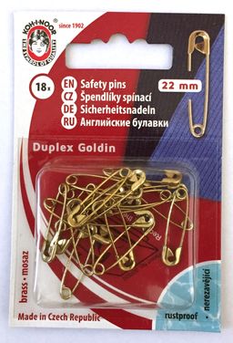 Булавки английские "KOH-I-NOOR" 58 (5131 №2/0) в блистере 18 шт 22 мм под золото