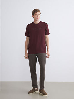 Bisiklet Yaka Bask?l? Erkek Ti??rt