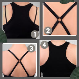 Цена за 3 шт. Бретели текстильные, крестообразные, 1 см, цвет чёрный - Арт узор фото 2