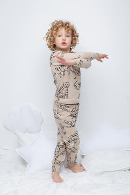 К 1552/24/темно-бежевый,тигры пижама д/дет яс