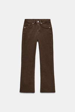 JEANS TRF CROPPED FLARE TIRO ALTO / Marr?n - Zara фото 7