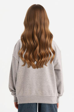 Relax Fit Bisiklet Yaka Bask_l_ Sweatshirt K_z _ocuk - Defacto фото 6