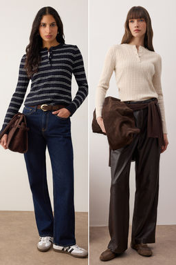 Siyah-Ekru*001 Bisiklet Yaka 2li Triko Kazak TWOAW26KZ00187 - Trendyolmilla фото 8