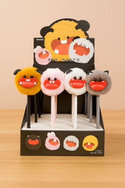 Ручка с помпоном "Big lipst", white