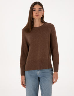 Kahverengi Comfort Fit Y_n Kar___ml_ Kazak