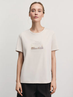 Футболка из хлопка с принтом / Zarina  фото 3