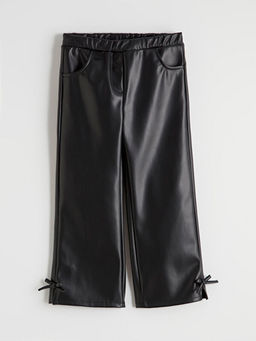 Fiyonk Detayl? Deri G?r?n?ml? K?z ?ocuk Pantolon