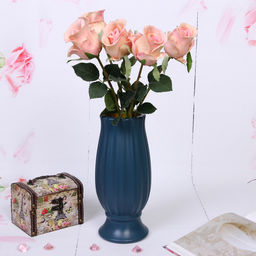 Цена за 2 шт. Ваза из пластика "Вивьен" 10*24см цвет морская волна