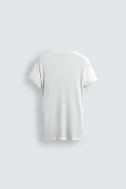CAMISETA SLIM FIT ESTRUCTURA VISCOSA / Blanco - Zara фото 7