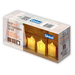 ULD-F062 WW CANDLE SET3 Фигура светодиодная Свеча на батарейках LR44 (в/к), в составе набора из 3 штук. 1 светодиод. Теплый белый свет. TM Uniel - Volpe фото 8