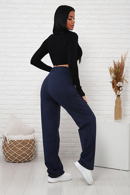 Брюки с карманами футер с лайкрой (01038, темно-синий) - Плиона фото 9