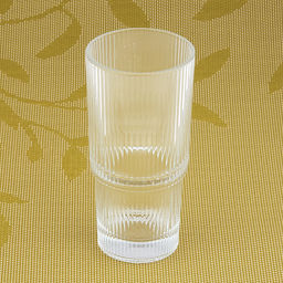 Стакан стеклянный "Помпеи" 300мл, д6,7см, h14см, основание 5см, рифленый, штабелируемый (h5,5см), набор 6шт (Китай)