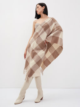 в составе шерсть Большой, мягкий, теплый двусторонний палантин с принтом - Tantino фото 4