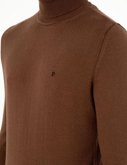 Koyu Kahverengi Slim Fit Bal_k__ Yaka Basic Triko Kazak - Pierre cardin фото 7