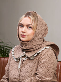 Косынка фланель Листик коричневый