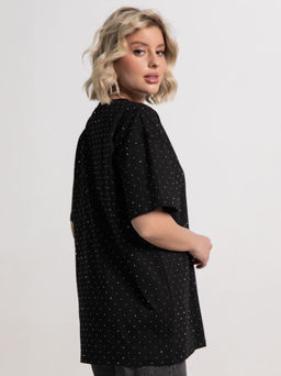 Футболка Ия (черная/стразы) Б15236-4М