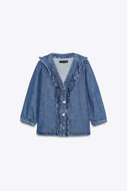 Z1975 DENIM RUFFLE SHIRT - Zara фото 6