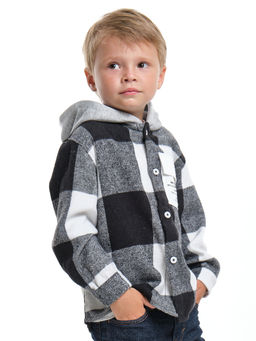 Рубашка с капюшоном комфорт и стиль UD 7988 клетка черная - Mini maxi фото 11