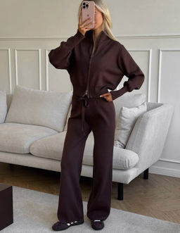 K13040 Костюм: брюки и джемпер (вязаный трикотаж) КОРИЧНЕВЫЙ