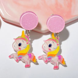 Цена за 3 шт. Серьги-клипсы детские «Выбражулька» сказка, единорожка, цветные