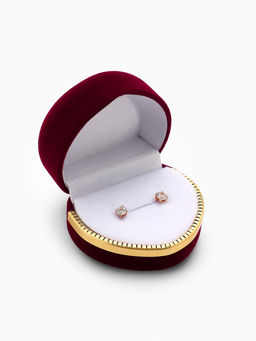 Футляр под кольцо, серьги Сердце, бархатный, 4?5 см, бордовый с золотом