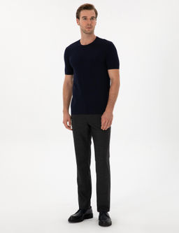 Lacivert Slim Fit Bisiklet Yaka Triko T-shirt