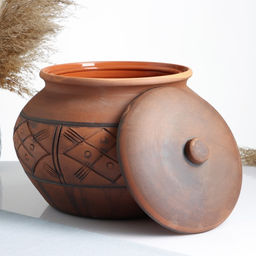 Жаровня Кунгурская керамика «Орнамент», 7 л, с прорезью, молочение, коричневая