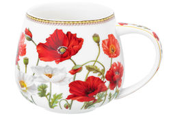 Кружка 400 мл 13*10*8,5 см Маки бочонок, NEW BONE CHINA