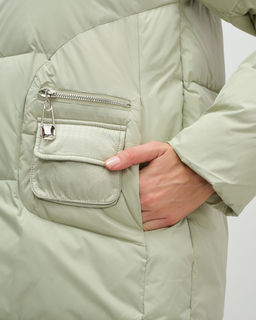 Куртка зимняя женская с капюшоном модная салатового цвета 3193Sl - Visdeer фото 13