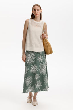 ЕВТ 7029/зеленый,крупные астры юбка жен