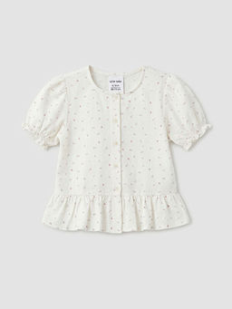 K?z ?ocuk Balon Kollu Poplin G?mlek