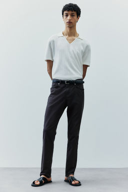 Pantalon en sarga de algodon Slim Fit