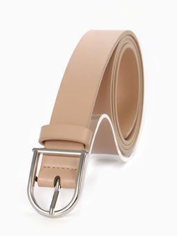 Ремень женский, 1 прокол, металл пряжка, 2.8×105 см, бежевый
