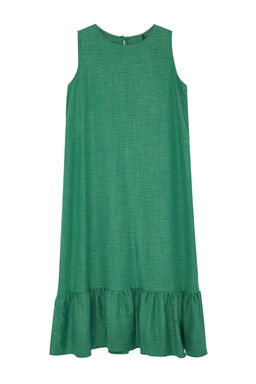 Yesil Duz Kesim Etegi Volanl? Mini Dokuma Elbise TWOSS24EL00520