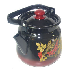 Чайник для плиты 3,5л эмаль С2716.38 сфер. декор красно-чёрный с кнопкой