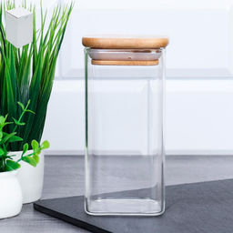 Банка квадратная d-60/12см, 350мл бамбуковая крышка арт. LCSC2107 /(712212)