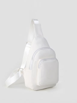 Рюкзак-слинг через плечо с карманом, размер 18×5.5×29 см, белый