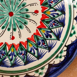 Тарелка Риштанская Керамика Цветы, синяя, плоская, 15 см, микс - Шафран фото 3
