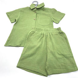 Детский муслиновый костюм - рубашка и шорты, Mini Hippy NERO - Caimano фото 31