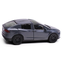 Машина металл. Tesla model x plaid 12 см, двери, серебр, в коробке