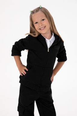 K_z _ocuk Siyah Kap__onlu Fermuarl_ Basic Sweatshirt Sepette S_rpriz _ndirim - U.s. polo assn фото 6