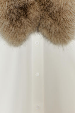 POPLIN SHIRT WITH FAUX FUR COLLAR ZW COLLECTION - Zara фото 9