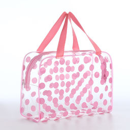 Косметичка-сумка на молнии для бассейна, с ручками, с принтом Горох, розовая